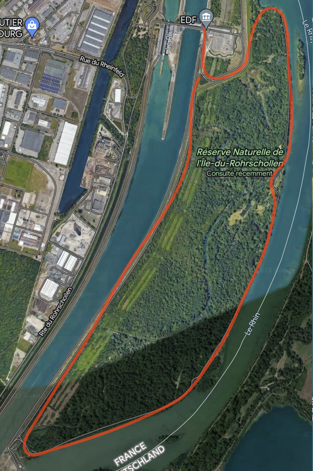 Randonnée Réserve Naturelle de Strasbourg Ile de Rorhschollen grande boucle