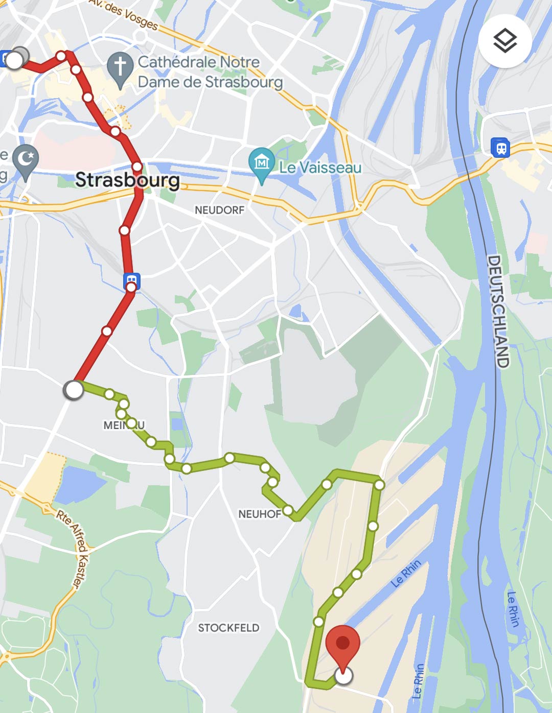 Mars 2022 Randonnées trajet réserve naturelle de strasbourg Île-du-Rohrschollen