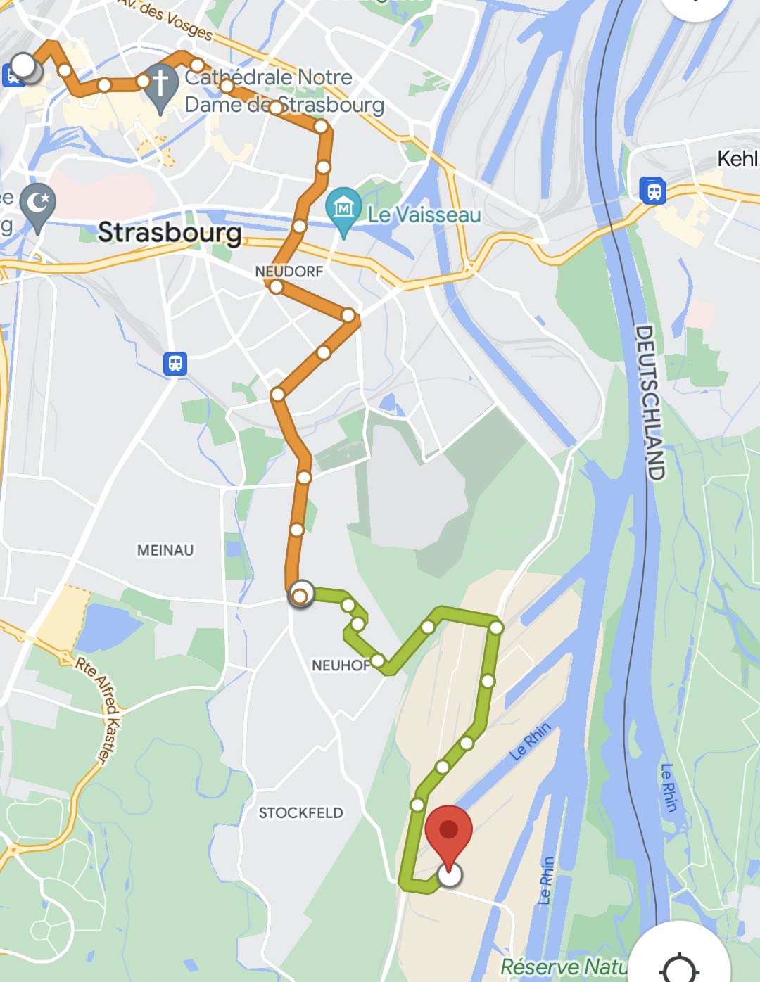 Mars 2022 Randonnées trajet réserve naturelle de strasbourg Île-du-Rohrschollen